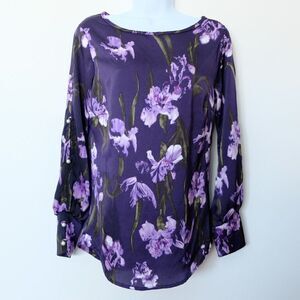 Purple floral long sleeve blouse